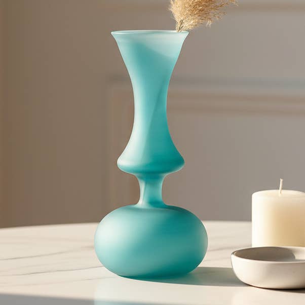 Frosted Glass Art Deco Vase "Turquoise" for wholesale by LesTroisPyramides