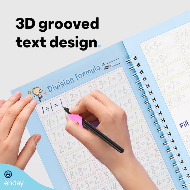 enday – Livro pré-escolar (3 a 5) por atacado – Prática de Escrita Mágica com Sulcos para Crianças - 5 Livros e Canetas3