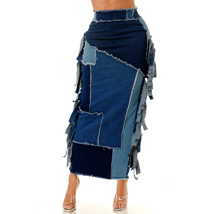 FALDA MIDI PATCHED PERFECTION PLUS para venta al por mayor de Esmeray Clothing