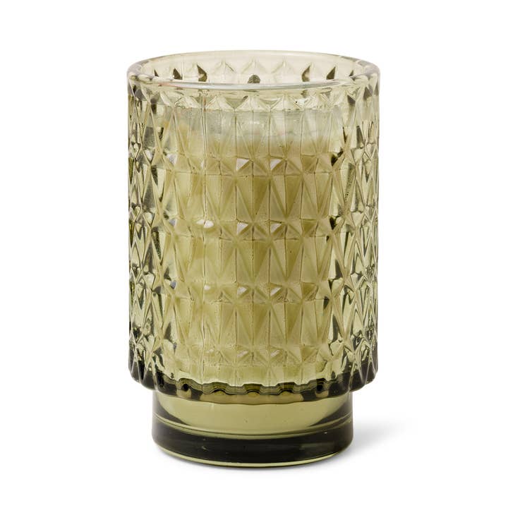 12 Oz Diamond Textured Glass With Footed Base for wholesale by Foundry Candle Co