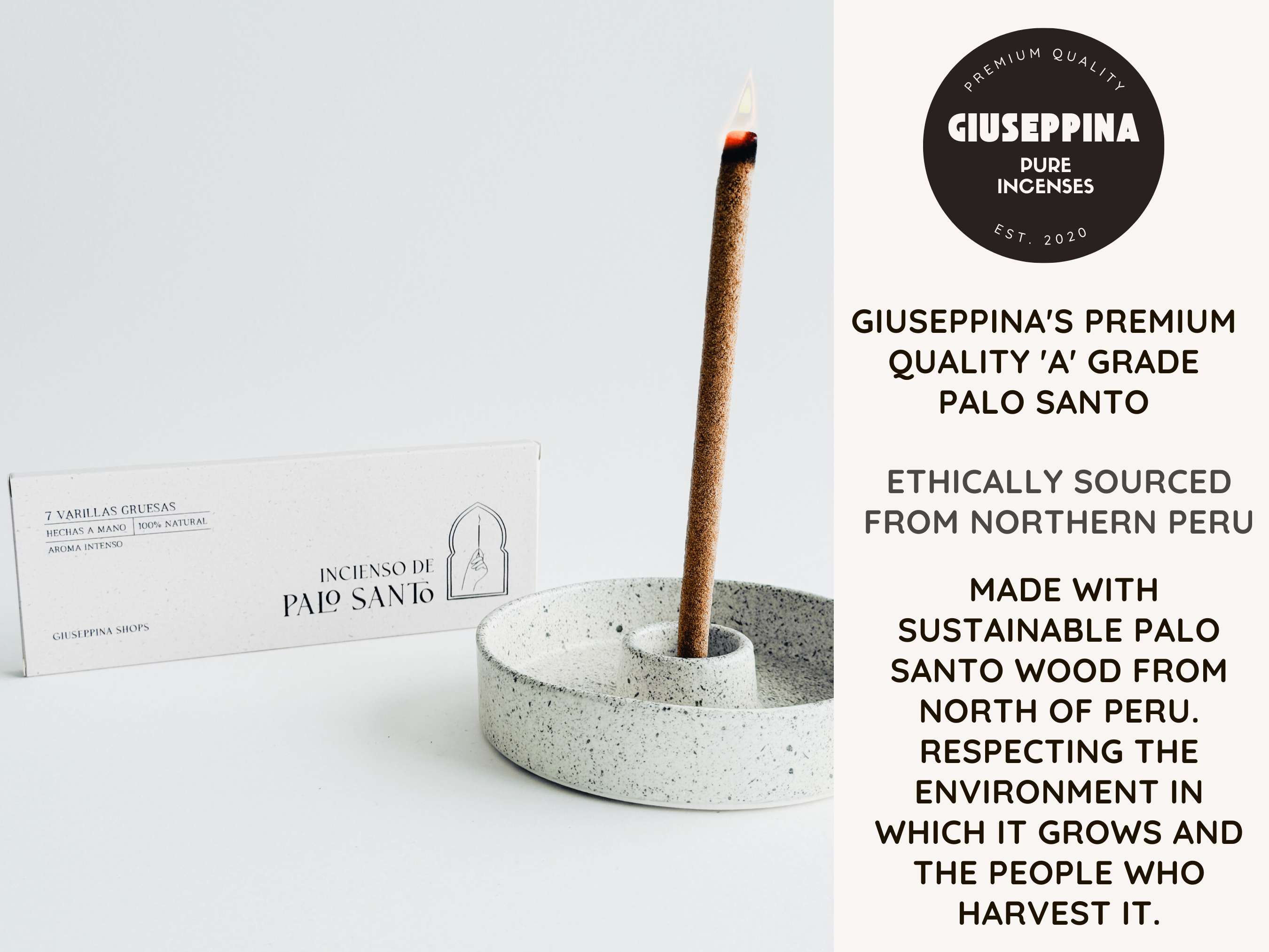 Giuseppina Shop – wholesale Incense – Palo Santo Incense - 7 Thick Sticks Box4