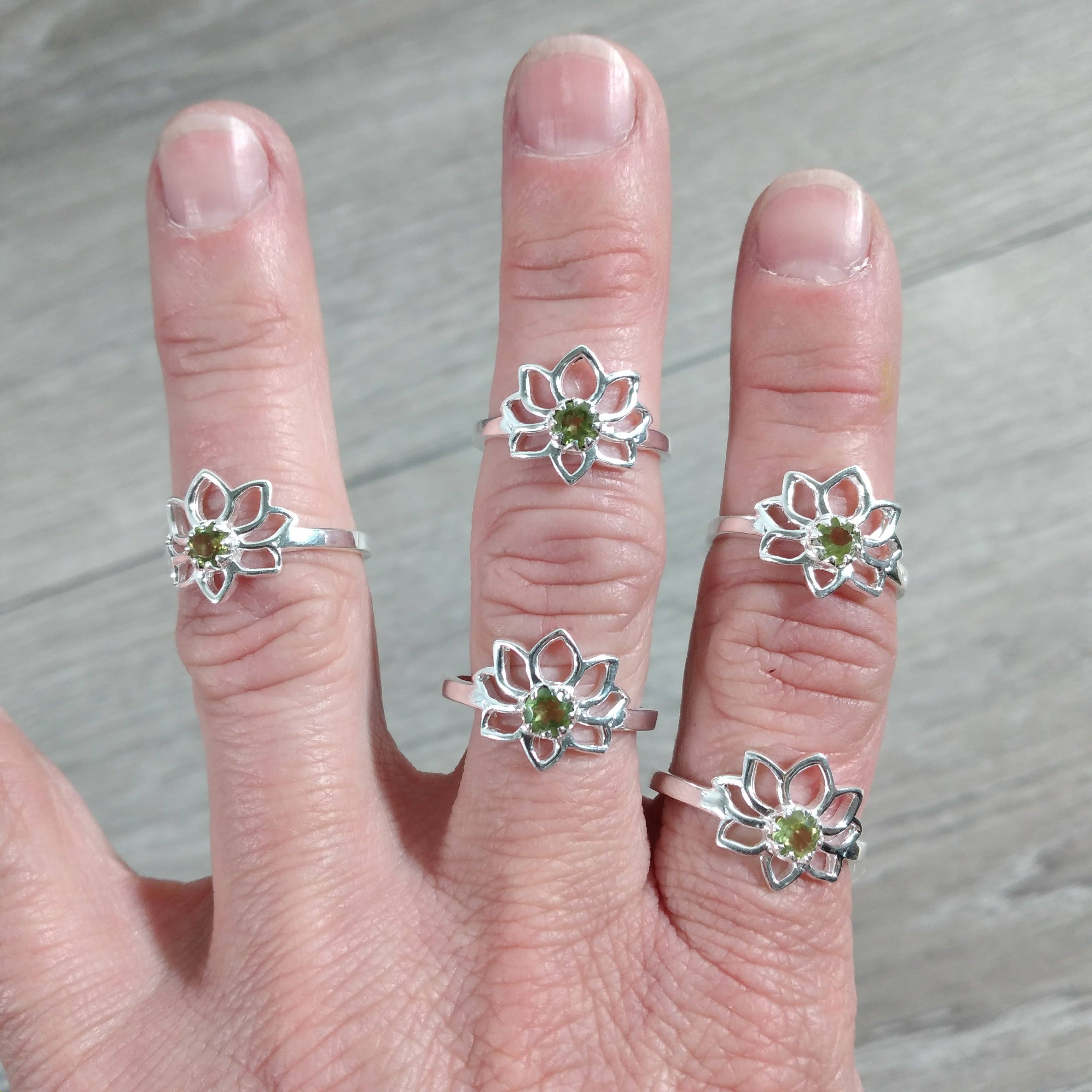 Keystone Crystals - Wholesale Cocktail/Statement Ring - Gemstone Sterling Silver Lotus Flower Statement Ring3