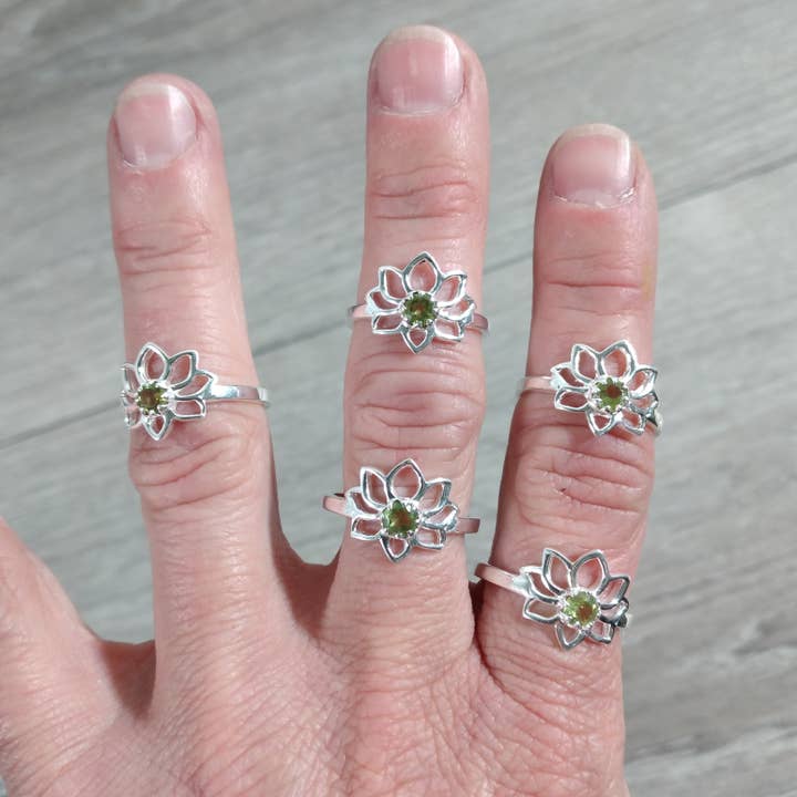 Keystone Crystals - Wholesale Cocktail/Statement Ring - Gemstone Sterling Silver Lotus Flower Statement Ring3