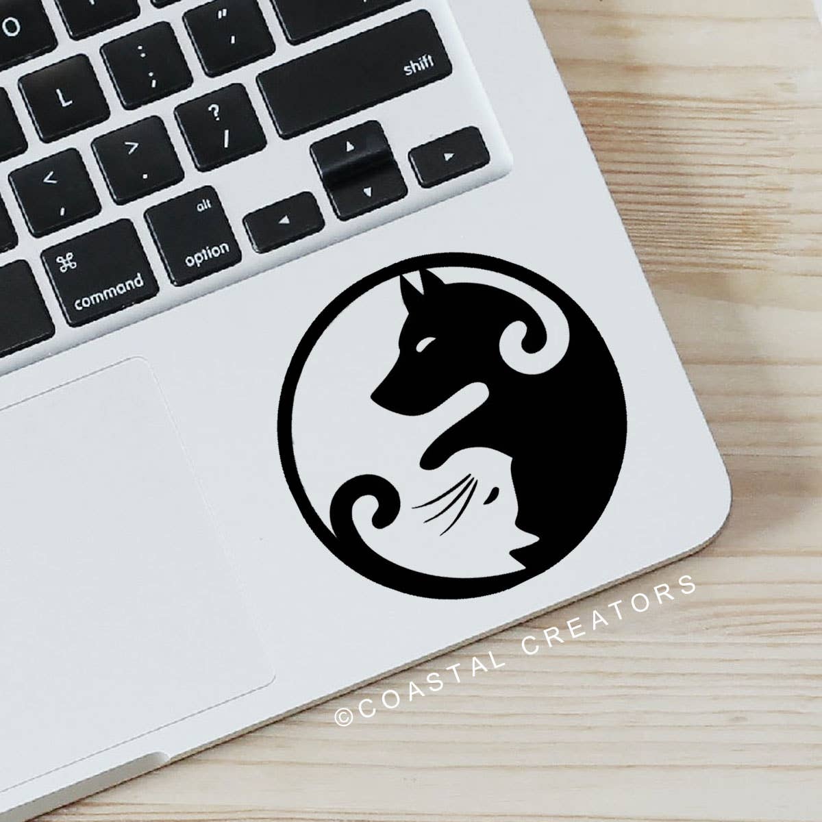 Coastal Creators of Connecticut - Wholesale Sticker - Yin Yang Dog & Cat Vinyl Sticker (Black, Packaged)3