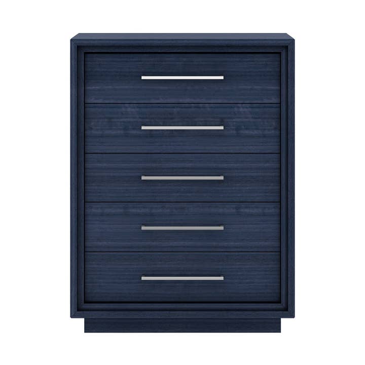 36" Blue Wood Five Drawer Gentlemens Chest for wholesale by HomeRoots