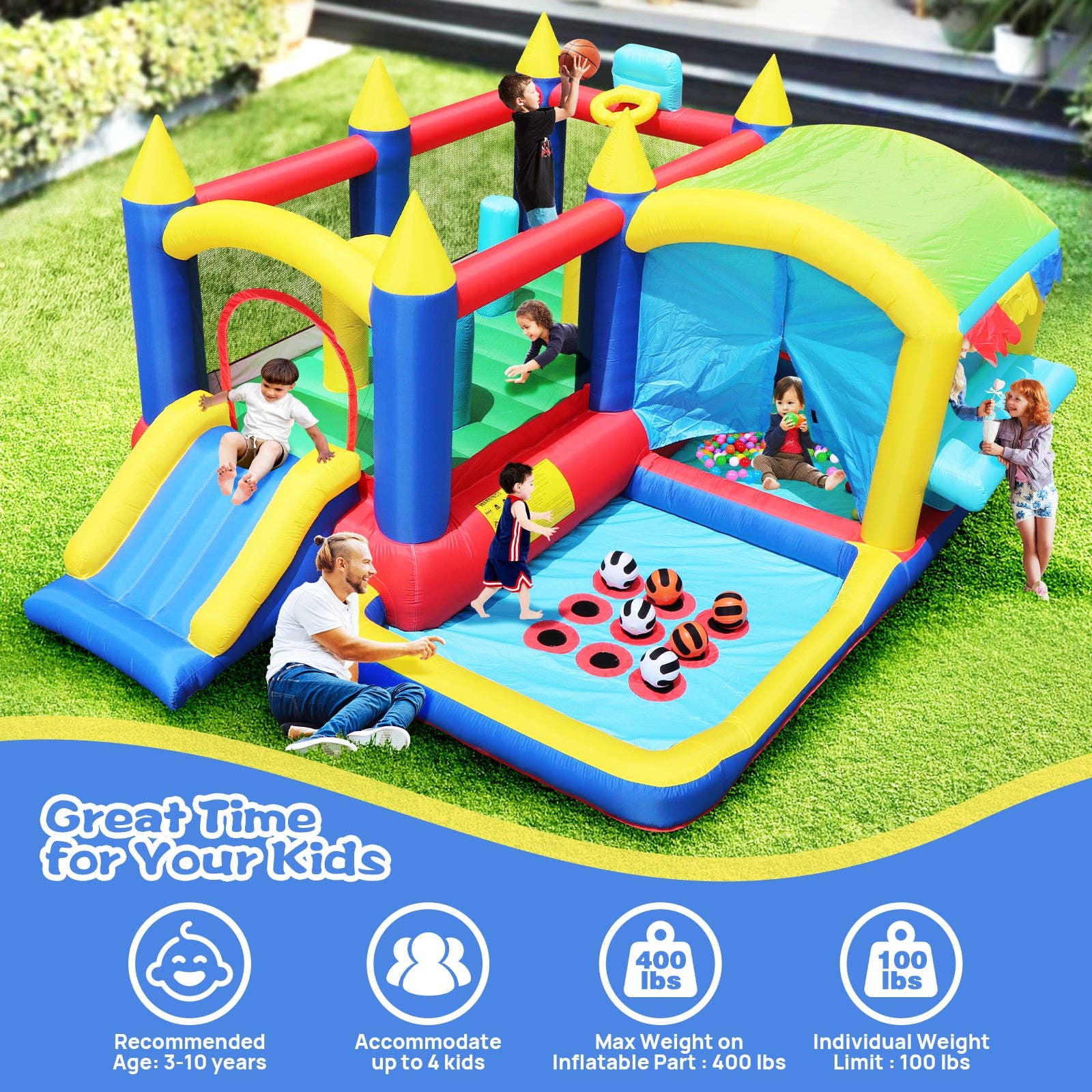 39F Inc. - Wholesale Inflatables - 7 in 1 Inflatable Bouncy House Castle with Ball Pit for Kids1