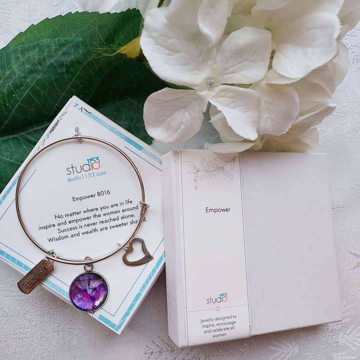 Bangle Charm Bracelet, Empower, Handmade, Artisan Glass for wholesale by Studio 1153