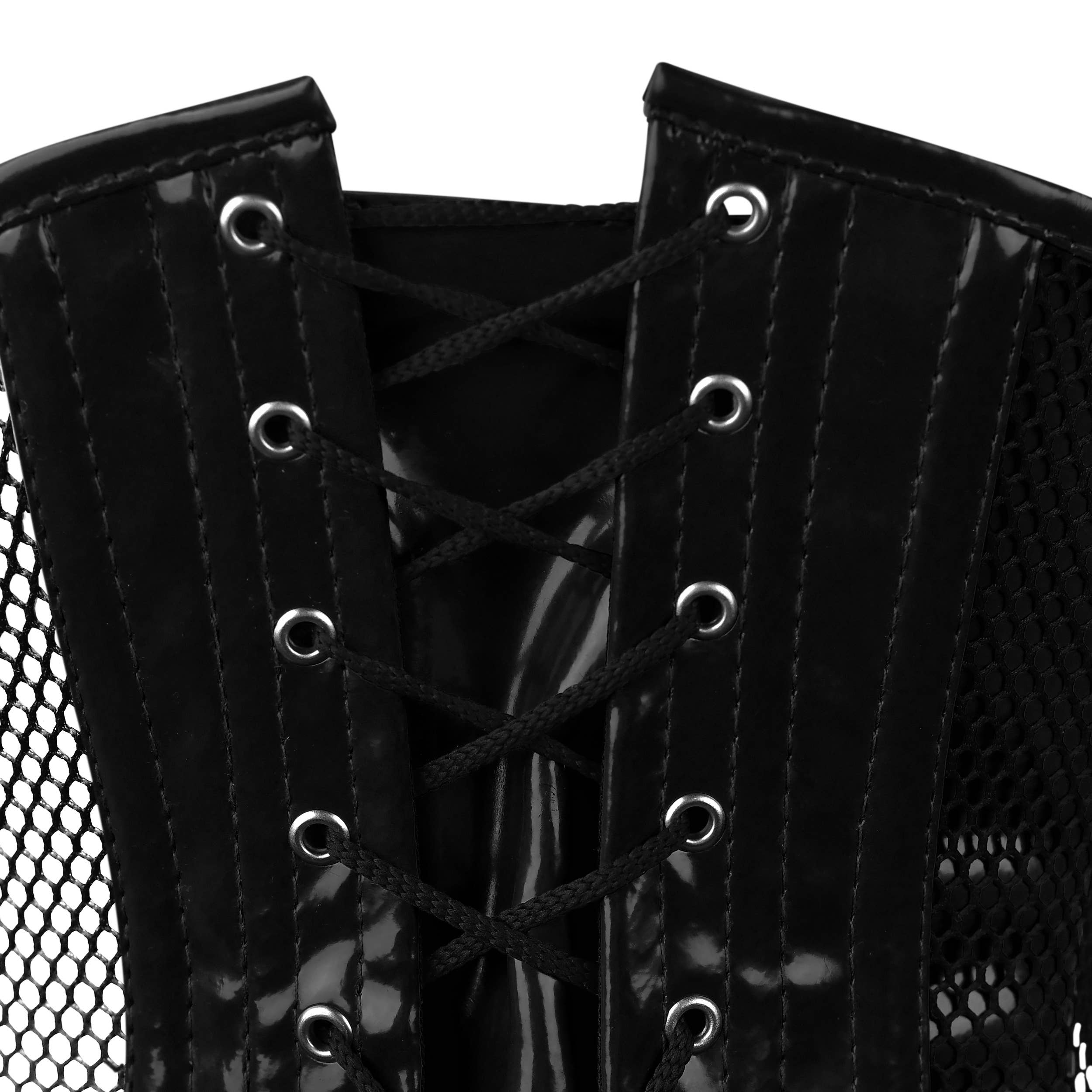  Black PVC Underbust Corset with Fishnet and Steel Boning for wholesale on Faire4