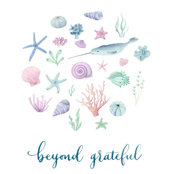 Narwhal Grateful Card per la vendita all'ingrosso da parte di Rabbitbrush Studio