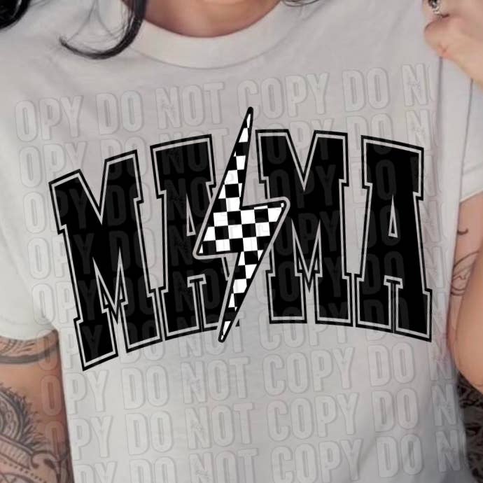 Transferencia DTF Mama Checkered Bolt para venta al por mayor de K and M Designs