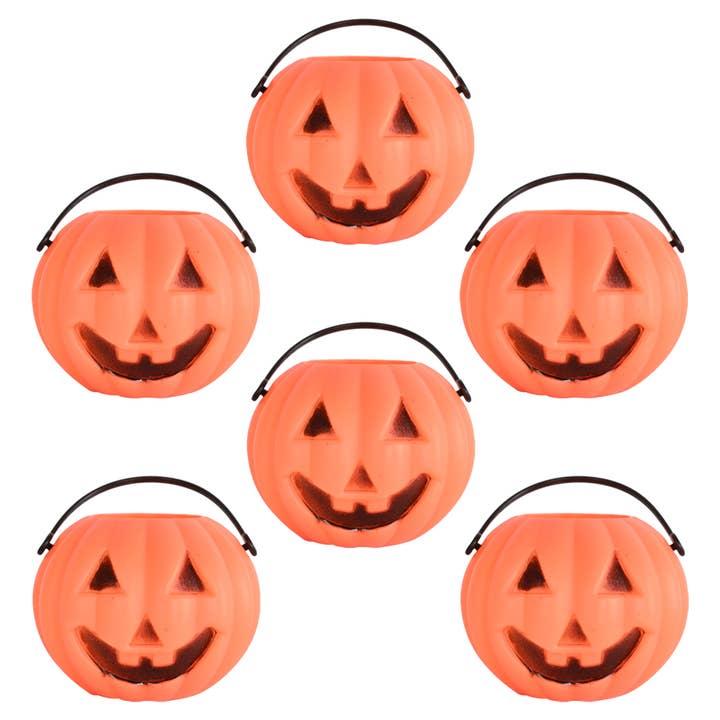 Beistle - Wholesale Bucket/Pail - Kids - Plastic Miniature Pumpkin 3" x 2¾" Buckets, 6 per pack,