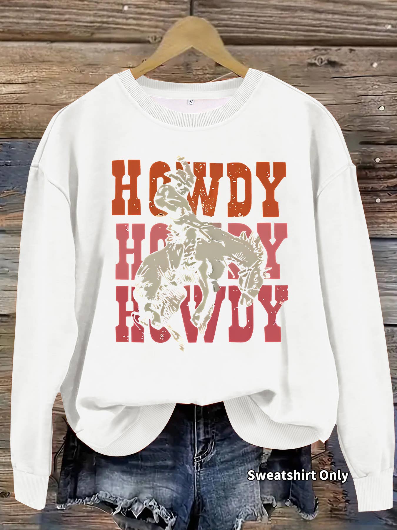 Rosa Clothing - Wholesale Sweatshirt - Women's - Western Cowboy Ranch Howdy Print Sweatshirt0