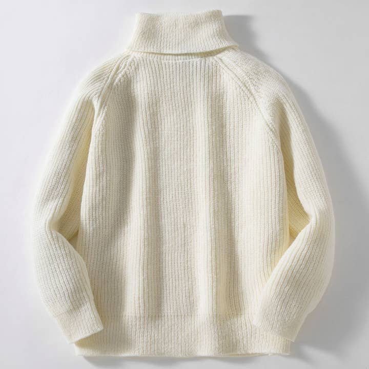Beige Knitted Turtleneck Sweater for Men Casual Street Style for wholesale on Faire1