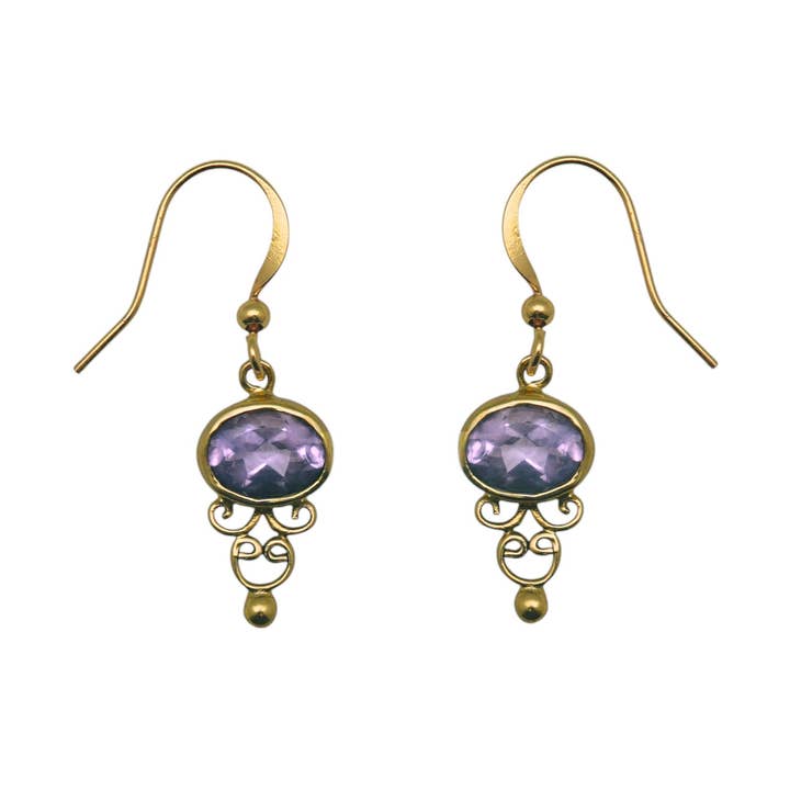 (BR248TAM) Gemstone earring in gold tone for wholesale by Vera Wolf