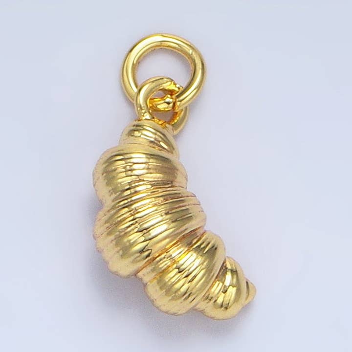 Aim Eternal - Wholesale Individual Charm/Pendant - 24K Gold Filled Mini Croissant Pastry Multidimensional Minimalist Charm | X-5990