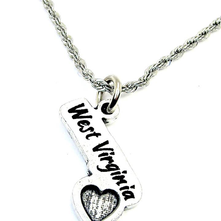 West Virginia state love Charm Necklace for wholesale by Chubby Chico Charms
