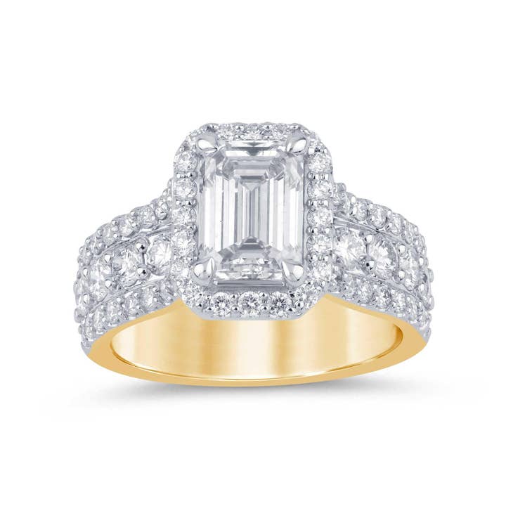 3,50 CTW Vs Smaragdschliff-Labordiamantring in 14 Kt Gold für den Großhandel von White Rock