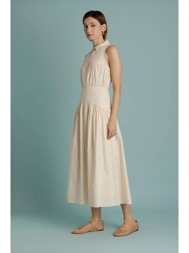 Aureum - Wholesale Dress - Women's - AD2344 - CURVED YOKE MIDI SHIRT DRESS5