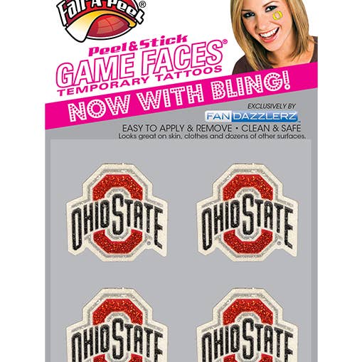 Ohio State Game Faces® Temporary Tattoos for wholesale by Fanapeel / Gamefaces