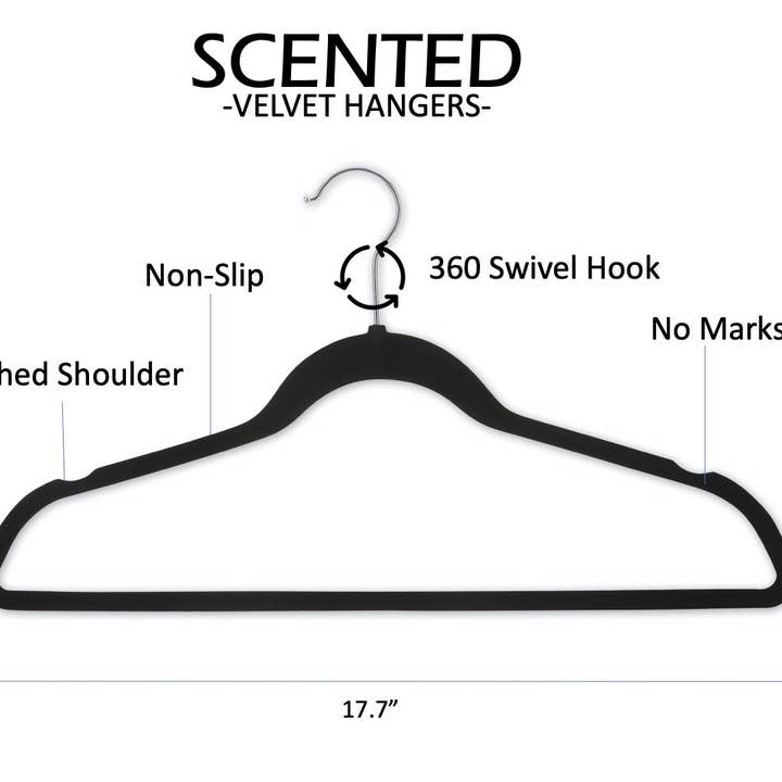 HangAroma - Wholesale Clothes Hangers - Premium Non-slip Scented Velvet Hangers - Heavy Duty Clothes Hanger - Ultra Thin Space Saving 360 Degree 12 Pack French Lavender