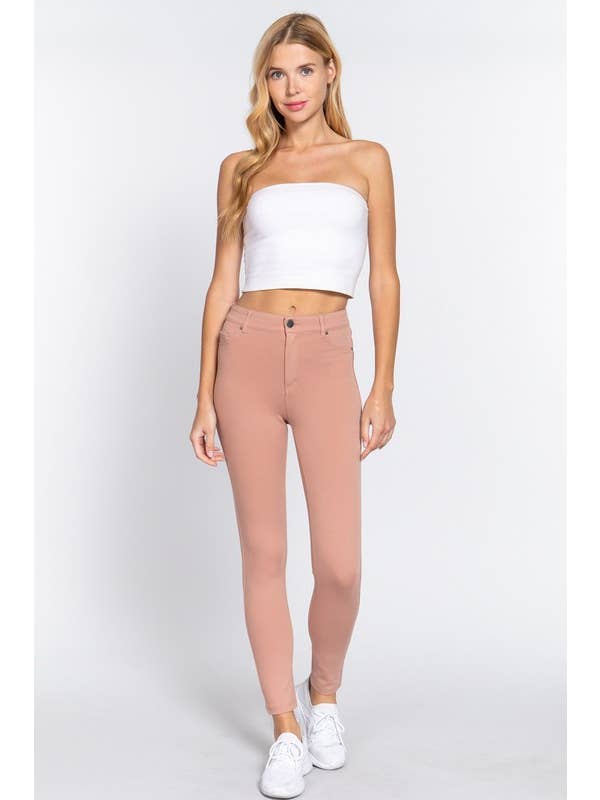 Active Basic | Active USA - Wholesale Pants - Women's - 5-pockets Shape Skinny Ponte Mid-rise Pants