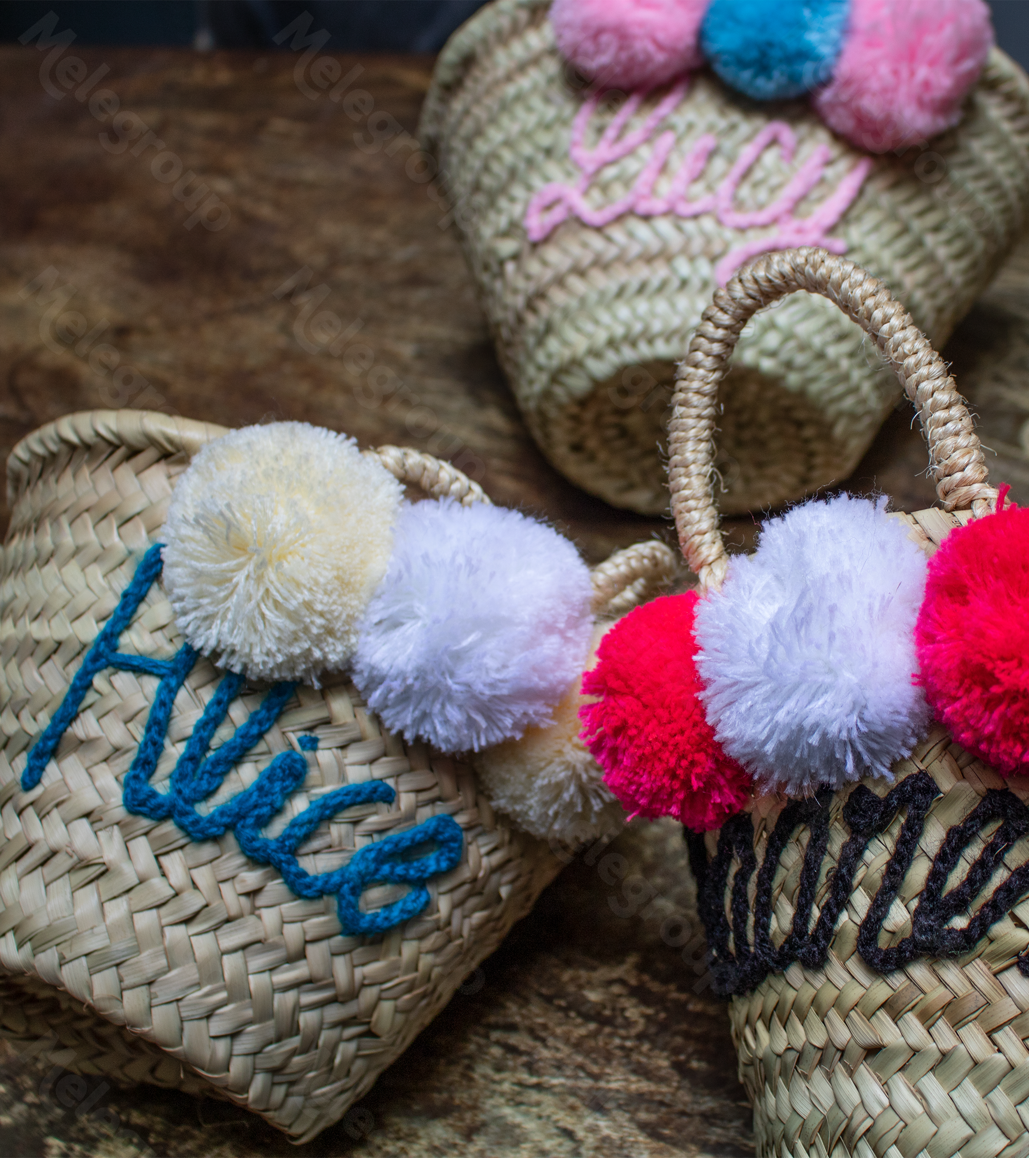 Melecraft - Vendita all'ingrosso Borsa da spiaggia - Borsa in paglia personalizzata, regalo per damigelle, cestino regalo8