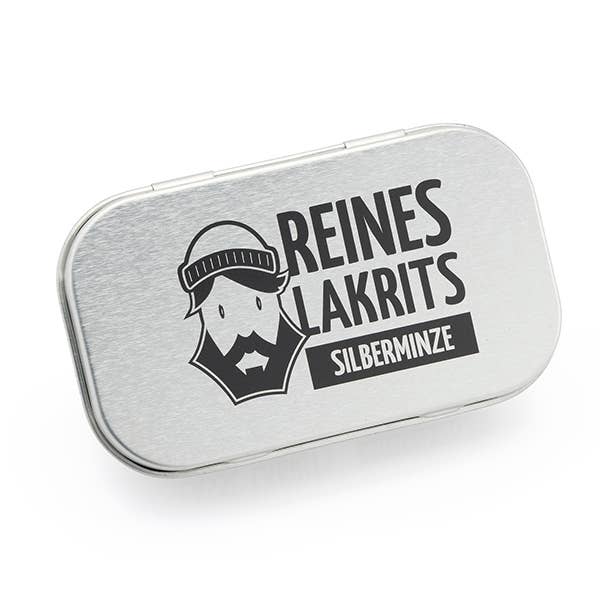 Can of pure licorice silvermint for wholesale by LASSE LAKRITS - natürlich lecker