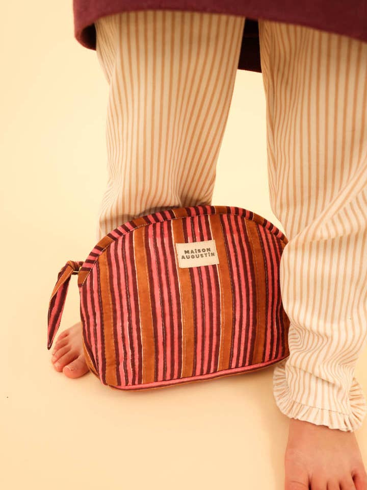 Candy Stripe Makeup Pouch for wholesale by Maison Augustin