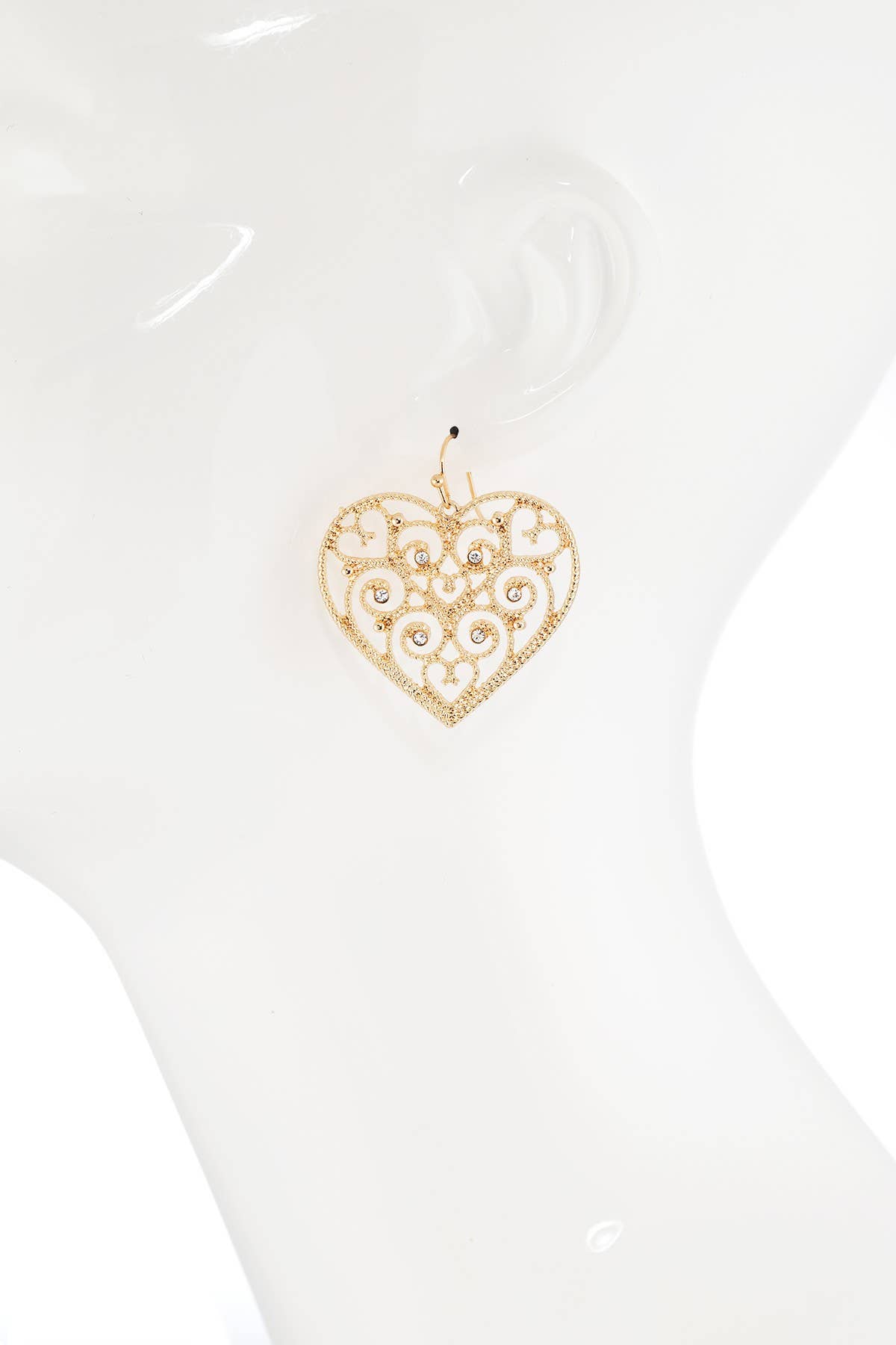 GOLD GD  Heart Metal Fili Earring for wholesale on Faire2