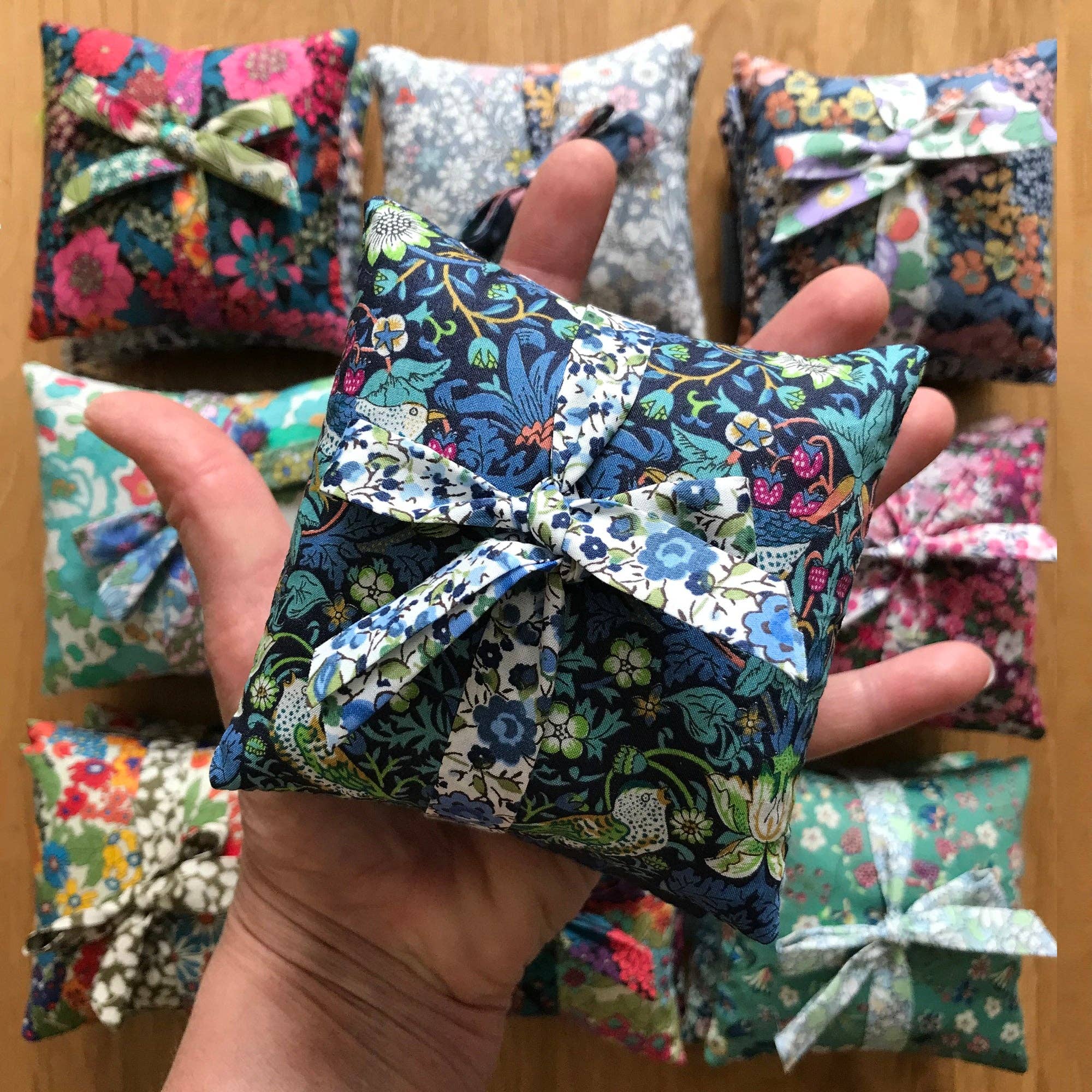 Lime Tree Design – wholesale Sachet – Stack of 3 Square Liberty Lavender Sachets -  Blue 2