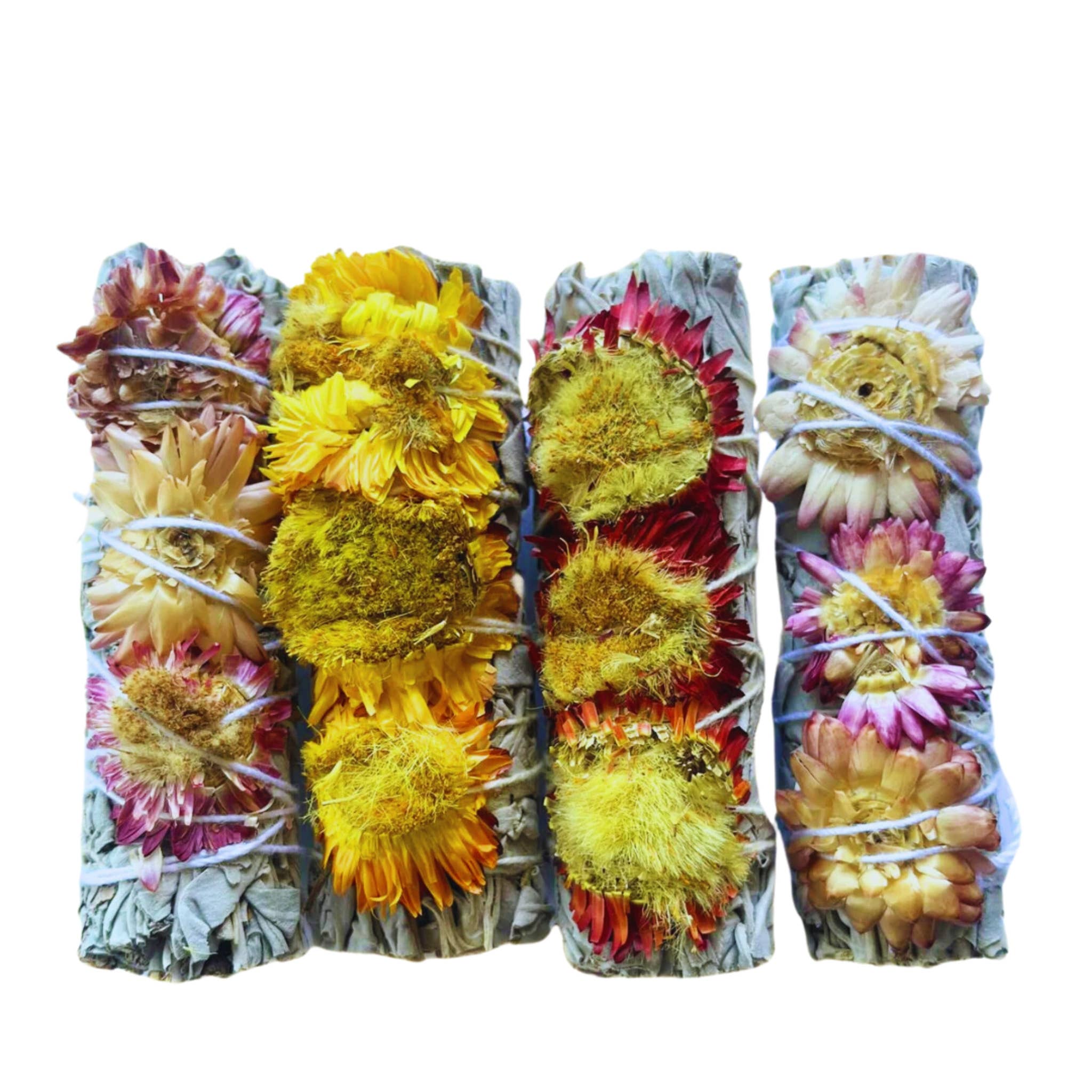 Third Eye Sage - Wholesale Wierrookbundel - Bundeltje met Smudge Sticks van Straw Flowers & White Sage 4"1