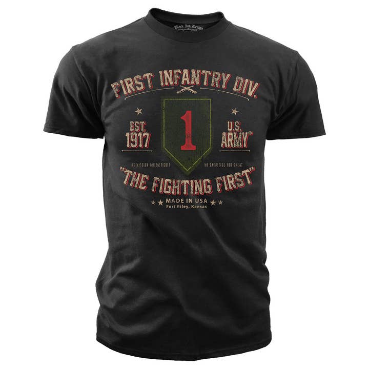 1st Infantry Retro Men's Army T-Shirt - Black Ink Mens T-Shi for wholesale by 7.62 Design