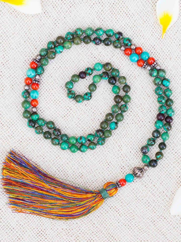 Sunshine Mala - Chrysocolla, Groen Turkoois, Koraal voor wholesale door Kathleen Carpenter