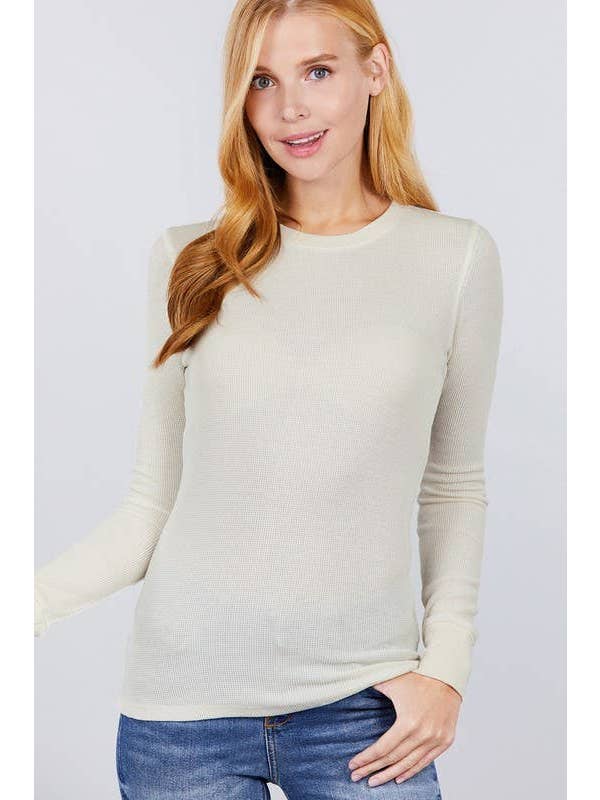 Vanilla Monkey - Wholesale Knit Top - Women's - Long Sleeve Crew Neck Thermal Knit Top4