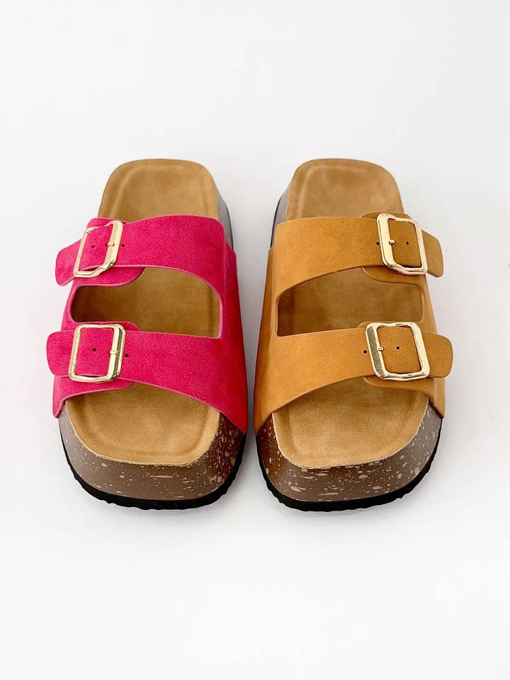 CCOCCI – Engroshandel sandal - Dame – BUTTET DOBBELTSPÆNDT STROP PLATFORMHÆL KORKSANDAL