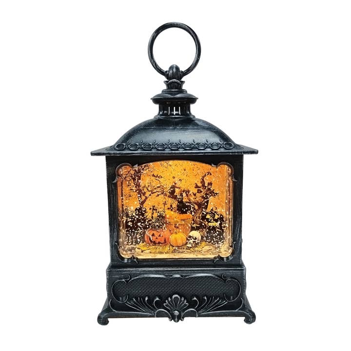 10"LED Glitter Water Spinning Graveyard Lantern for wholesale by Season's Designs