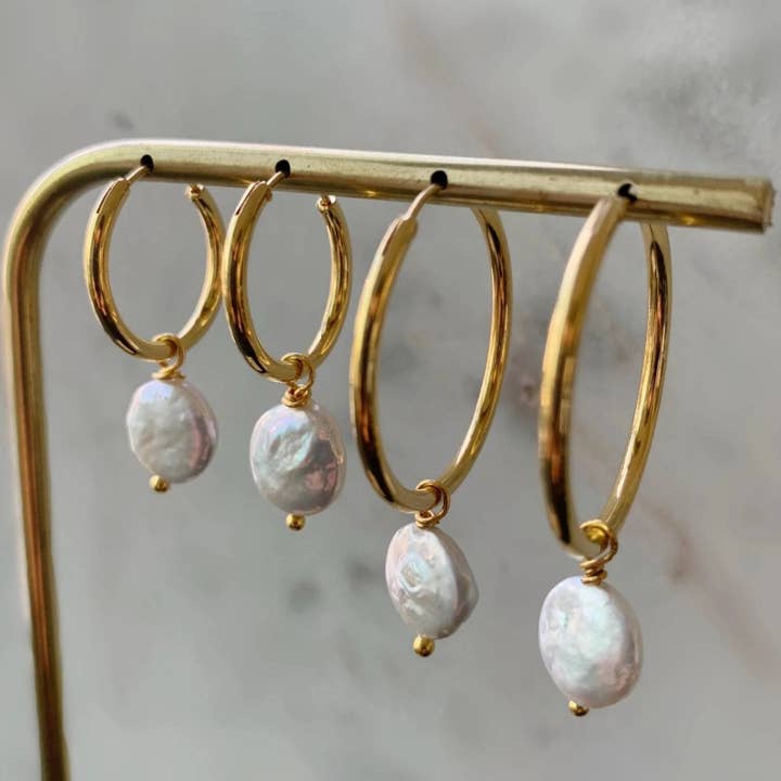 COIN Pearl Hoop Earrings for wholesale by FALA