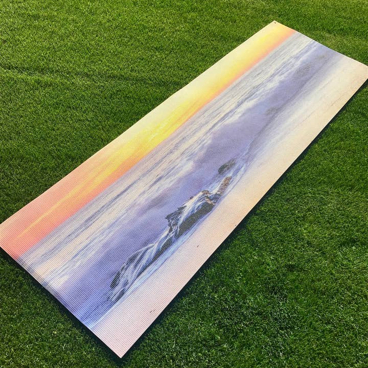 Yoga Photo Mats - Wholesale Yogamat - Op maat gemaakte Sunset Beach yogamat | San Diego | LaJolla | Zonsondergang | Geweldig cadeau | Relatiegeschenken | Yoga Retreat - Witte achterkant