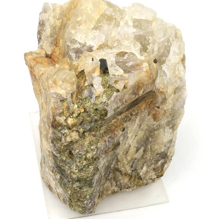 Green Tourmaline on Quartz Matrix U#8 for wholesale by Stonebridge Imports