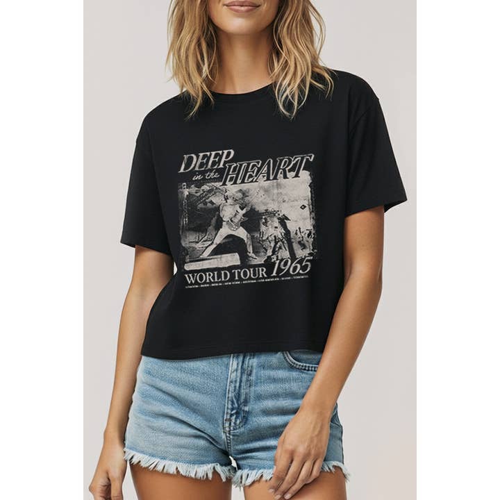 DIEP IN HET HART GRAFISCHE BOXY CROP TOP voor wholesale door STARCHIS