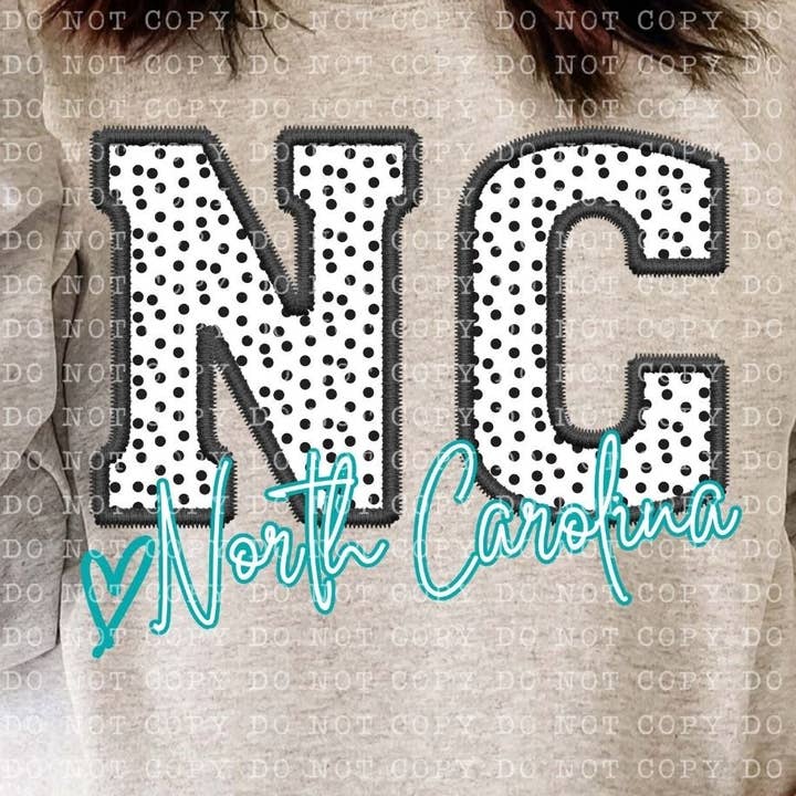 Transferência de Faux DTF em bordado em estado pontilado NC por atacado de K and M Designs