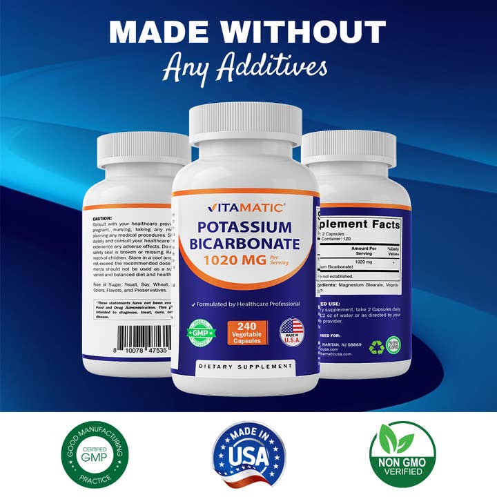 Vitamatic - Wholesale Oral Supplement/Vitamin - Vitamatic | Potassium Bicarbonate 1020 mg | 240 Capsules