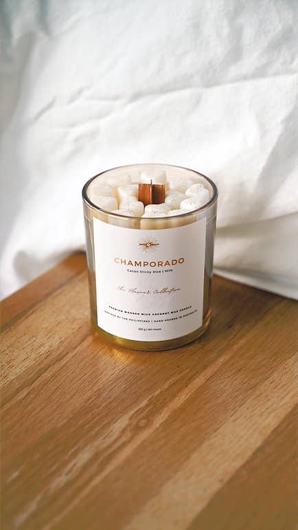 Santo and Hiraya - Wholesale Jar/Filled Candle - CHAMPORADO Premium Wooden Wick Coconut Wax Candle1