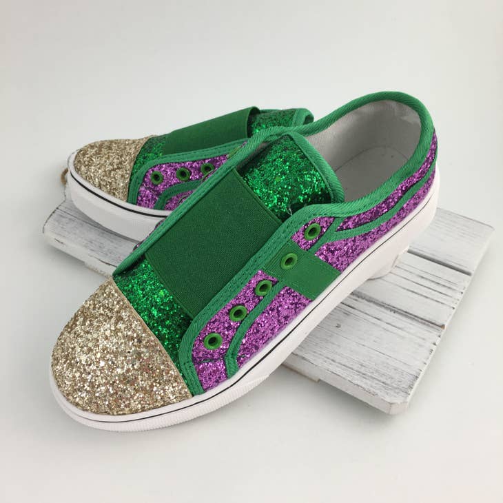Wholesale Mardi Gras glitter sparkle tennis shoes for your store - Faire