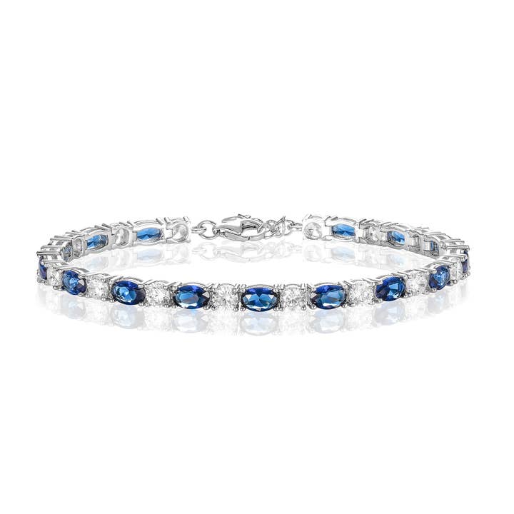 4mm Wide Blue Tennis Bracelet for Women in 925 Sterling Silver for wholesale by Namana