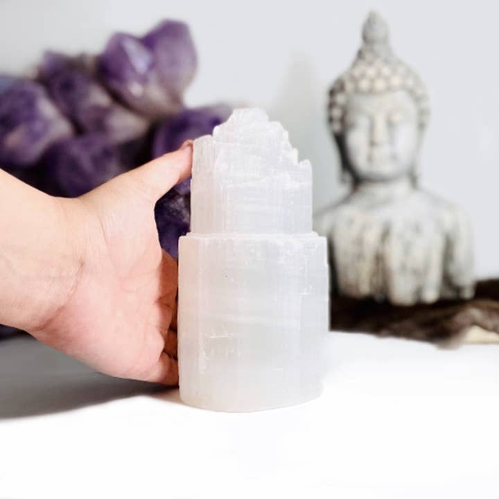 Rock Paradise - Wholesale Spiritual Stone/Crystal - Selenite Crystal Lamp - Nightlight with USB Cord 15CM3