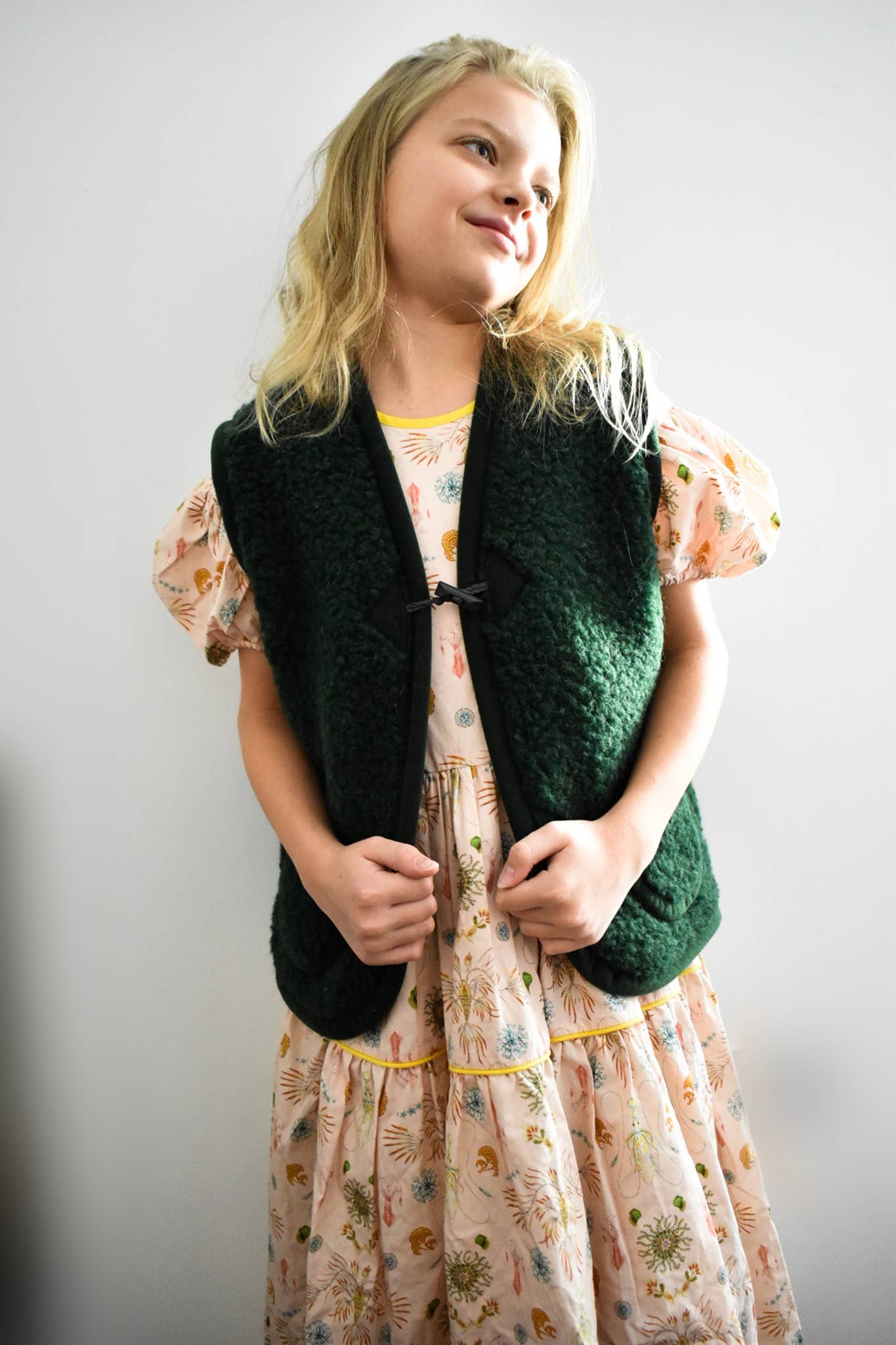 HomieeStudio - Vendita all'ingrosso Gilè imbottito - Bambini - Gilet in lana merino verde per bambini