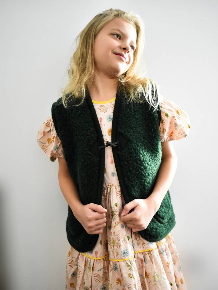 HomieeStudio - Vendita all'ingrosso Gilè imbottito - Bambini - Gilet in lana merino verde per bambini0