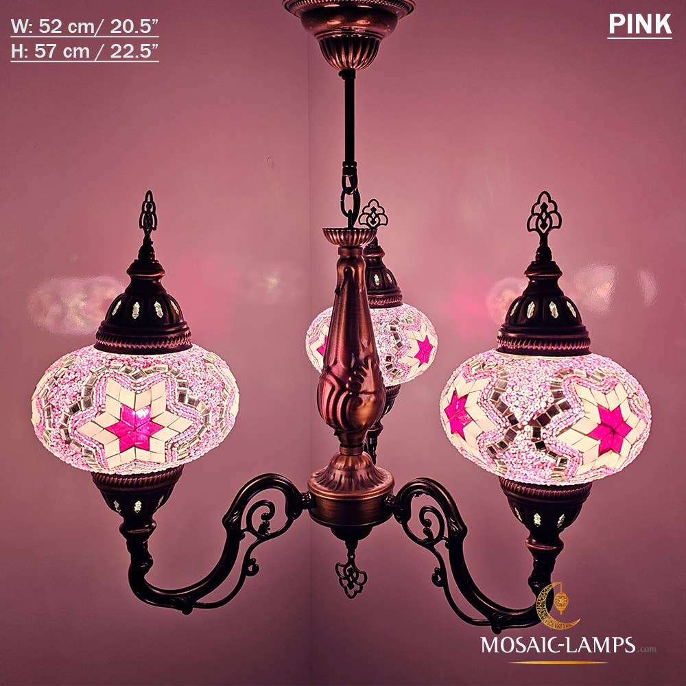 Mosaic Lamps – Candeeiro/lâmpada suspensa por atacado – Mosaico 3 Globo Feito à Mão Turco Marroquino Árabe Oriental Boh14
