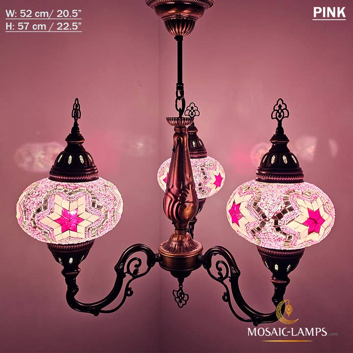 Mosaic Lamps – Candeeiro/lâmpada suspensa por atacado – Mosaico 3 Globo Feito à Mão Turco Marroquino Árabe Oriental Boh14